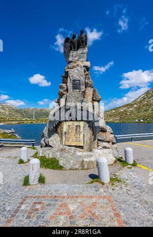 Gotthard Pass Road, Memorial, Tessin, Schweiz Stockfoto