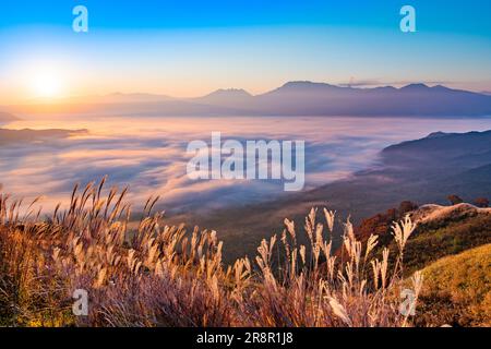 Mt. Aso bei Dawn Stockfoto