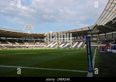 Hull, UK. 22. Juni 2023. Ein allgemeiner Einblick in das MKM-Stadion vor dem Spiel der Betfred Super League Round 16 Hull FC gegen St Helens im MKM Stadium, Hull, Großbritannien, 22. Juni 2023 (Foto von James Heaton/News Images) in Hull, Großbritannien, am 6./22. Juni 2023. (Foto: James Heaton/News Images/Sipa USA) Guthaben: SIPA USA/Alamy Live News Stockfoto