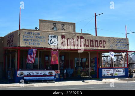 Road Runner, Route 66, Seligman Commercial Historic District, Seligman, Yavapai County, Arizona, USA, Nordamerika Stockfoto