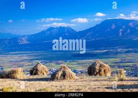 Silver Grass und Mt. Aso im Herbst Stockfoto