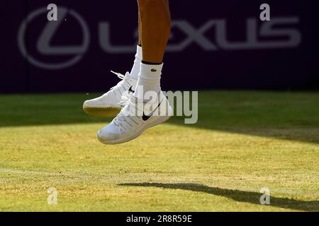 London, Großbritannien. 22. Juni 2023 Gregor Dimitrov (Bul) in seinem Spiel in der 2. Runde gegen Francisco Cerundolo (Arg) bei den Cinch Championships im Queen's Club in West-London. Kredit: Stephen Chung / Alamy Live News Stockfoto