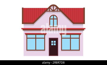 Einfaches Vorstadthaus. Wohnhaus im flachen Stil. vektordarstellung Stock Vektor