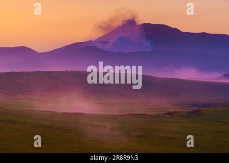 Kusasenri und Mt. Morgen früh Stockfoto