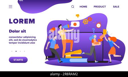 Wütender Boss mit Megafon, der Mitarbeiter anschreit Stock Vektor