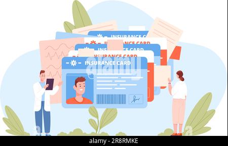 Verwaltung von Patientenkarten. Krankenversicherungskarten Krankenakte für Krankenhausverwaltung Arzt Beratung oder medizinische Krankenschwester, Ordner Krankheitsdaten Vektor Illustration der Medizinversicherung Stock Vektor