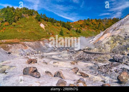 Tamagawa Hot Spring in Autumn Stock Photo