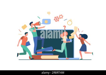 Wütender Boss mit Megafon, der Mitarbeiter anschreit Stock Vektor