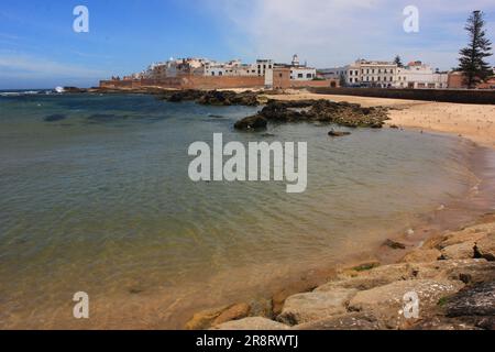 Blick aus der Vogelperspektive auf die Altstadt von Essaouira in Marokko Stockfoto