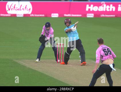 London, Großbritannien. 22. Juni 2023. Surrey tritt gegen Middlesex im Vitality T20 Blast Cricket Match im Kia Oval an. Kredit: David Rowe/Alamy Live News Stockfoto