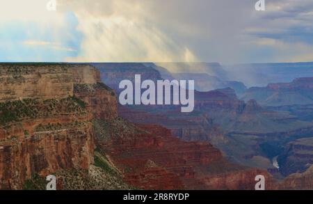 Am späten Nachmittag zieht die Duschwolke durch den Südrand des Grand Canyon, Arizona USA Stockfoto