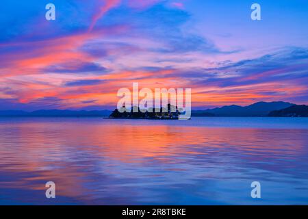 Abendlicher Blick auf den Shinji-See Stockfoto