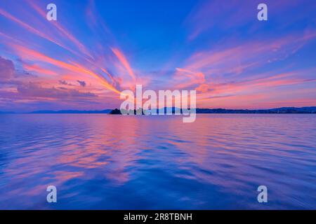 Abendlicher Blick auf den Shinji-See Stockfoto