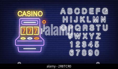 Casino und alphabetisches Neonschild Stock Vektor