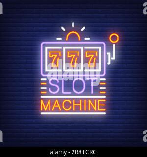 Spielautomat farbenfrohes Neonschild Stock Vektor