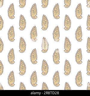 Paisley nahtloser Vektorhintergrund. Wunderschönes handgezeichnetes Blumendesign mit kleinem Blumenhintergrund. Cremefarben, gelbe Pastelltöne Stock Vektor