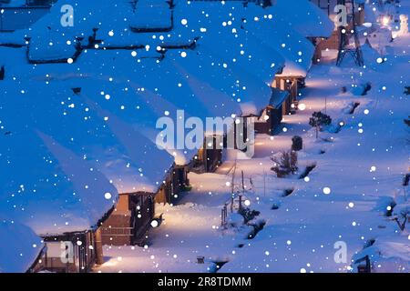 Ouchi-Juku-Nacht im Winter Stockfoto