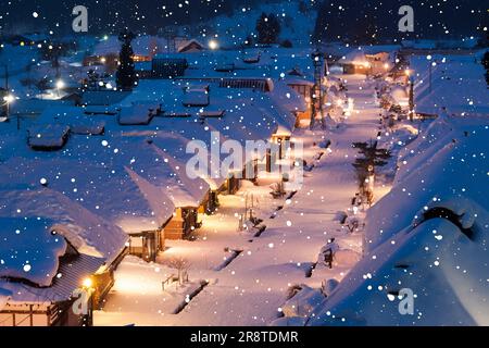 Ouchi-Juku-Nacht im Winter Stockfoto