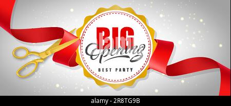 Große Eröffnungsrunde, glitzerndes Bannerdesign für die beste Party Stock Vektor