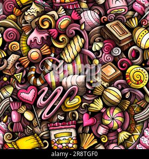 Cartoon Doodle Candies mit nahtlosem Muster Stock Vektor