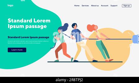 Gruppen von Menschen ziehen am Seil Stock Vektor