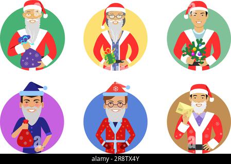 Leute, die Weihnachtsmannkostüme tragen Stock Vektor