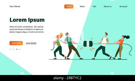 Gruppen von Menschen ziehen am Seil Stock Vektor