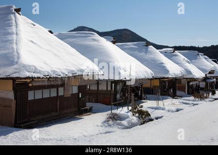 Ouchi-Juku im Winter Stockfoto