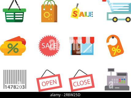 Shopping Icons Set Stock Vektor