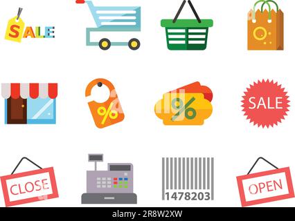 Shopping Icons Set Stock Vektor