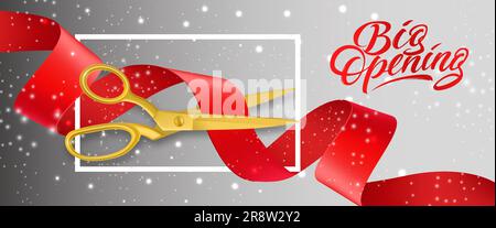 Glitzerndes Bannerdesign mit Goldschere Stock Vektor