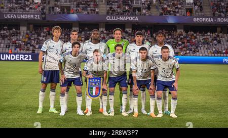 Team (Italien U21) beim UEFA Under 21 Championship Georgia-Romania 2023 Match zwischen Frankreich 2-1 Italien in der Cluj Arena am 22. Juni 2023 in Cluj-Napoca, Rumänien. Kredit: Maurizio Borsari/AFLO/Alamy Live News Stockfoto