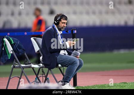 Andrea Riscassi Journalistin beim UEFA under 21 Championship Georgia-Romania 2023 Match zwischen Frankreich 2-1 Italien in der Cluj Arena am 22. Juni 2023 in Cluj-Napoca, Rumänien. Kredit: Maurizio Borsari/AFLO/Alamy Live News Stockfoto