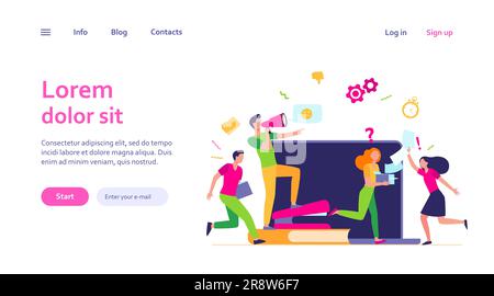 Wütender Boss mit Megafon, der Mitarbeiter anschreit Stock Vektor