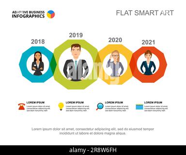 Vorlage für Prozessdiagramm mit Zeitleiste zur Präsentation Stock Vektor