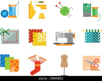 Nähen Icons Set Stock Vektor