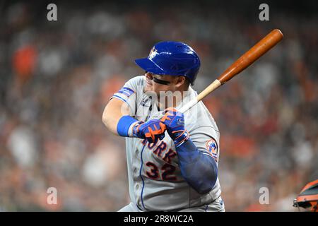 Die New York Mets haben den Hitter DANIEL VOGELBACH (32) im vierten Inning während des MLB-Spiels zwischen den New York Mets und der Houston AS an die Spitze des vierten Inning gesetzt Stockfoto