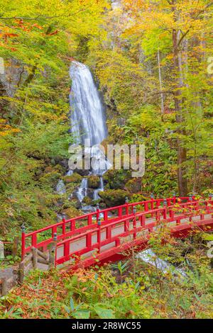 Fudo Falls und Taiko Bridge Stockfoto