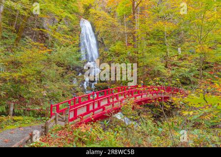 Fudo Falls und Taiko Bridge Stockfoto