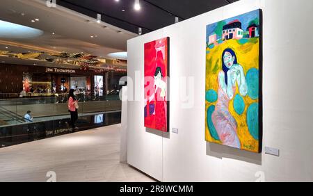 Bangkok, Thailand - 10. Juni 2023 : Thai Contemporary Art 'My Brushwork' Solo Art Exhibition von Paddy Thunvong in Iconsiam, Bangkok, Thailand. Stockfoto