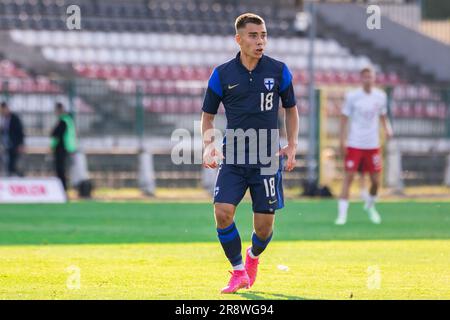 Warschau, Polen. 15. Juni 2023. Leo Walta aus Finnland U21, gesehen während des Freundschaftsspiels zwischen Polen U21 und Finnland U21 im Polonia Stadium. (Endstand: Polen U21 1:1 Finnland U21) Guthaben: SOPA Images Limited/Alamy Live News Stockfoto