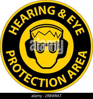 Hör- und Augenschutzschild auf weißem Hintergrund Stock Vektor