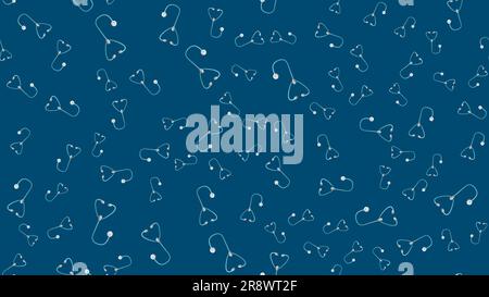 Endlose nahtlose Muster medizinisch-wissenschaftlicher Probanden Stethoskope Phonendoskope zum Hören auf Herz und Lunge und zur Diagnose von Pneumo Stock Vektor