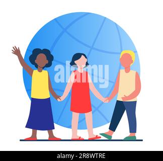 Multiethnische Kinder, die Händchen halten Stock Vektor