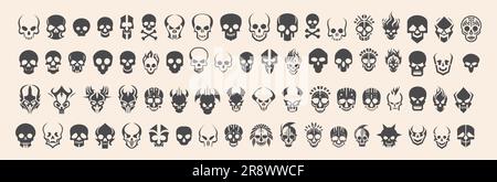 Tod Kopf. Sterblichkeitssymbole. Hellspawn. Satanische Bilder Horrorsymbole. Stock Vektor