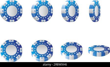 Realistische Vektordarstellung blauer und weißer Casino-Chips Stock Vektor