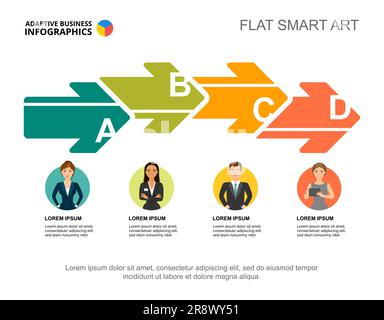 Vorlage für Prozessdiagramme mit vier Pfeilen zur Präsentation Stock Vektor