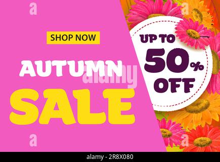 Herbstbriefe mit Blumen Stock Vektor