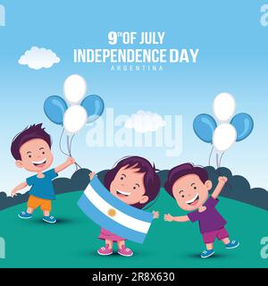 Happy Independence Day Argentinien9. Juli Grüße. vektor-Illustration Design. Stock Vektor