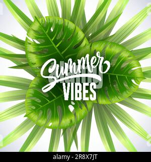 Sommer-Vibes saisonales Banner-Design mit tropischen Blättern Stock Vektor